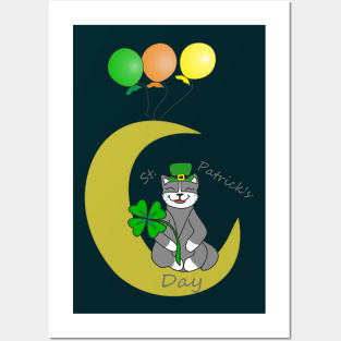 St Patrick's DAY and funny cat Posters and Art